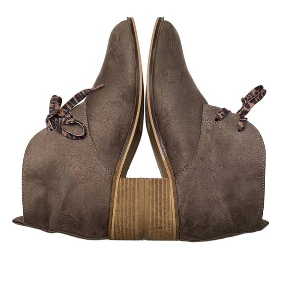 Hey Girl Corky’s Totes Ankle Booties Women’s 10 Taupe Faux Suede Leopard Lace Up - Picture 9 of 14